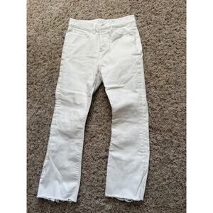 Women’s Loft White Kick Crop Jeans, button fly.  Size 4/27